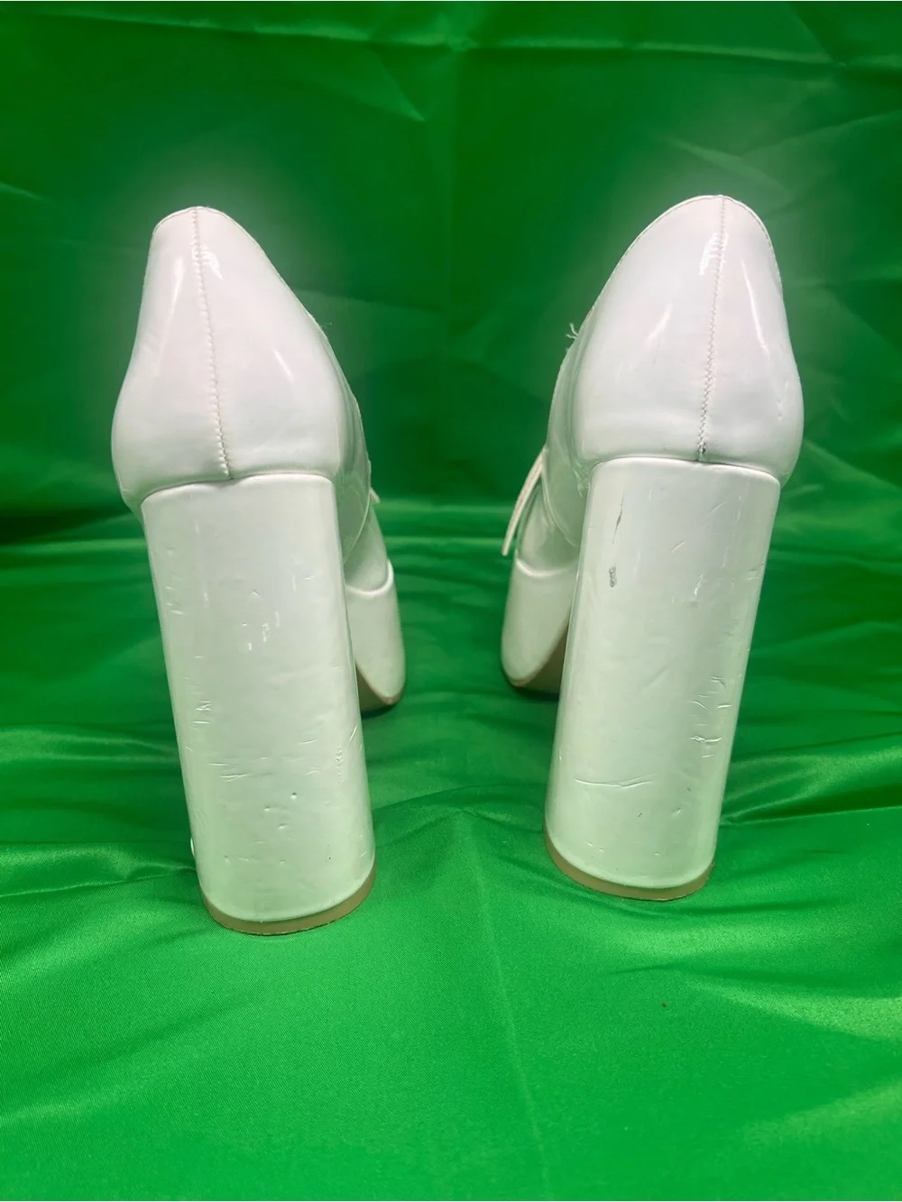 Nasty Gal White Platform Mary Jane Heels with secure ankle straps. Sz 6